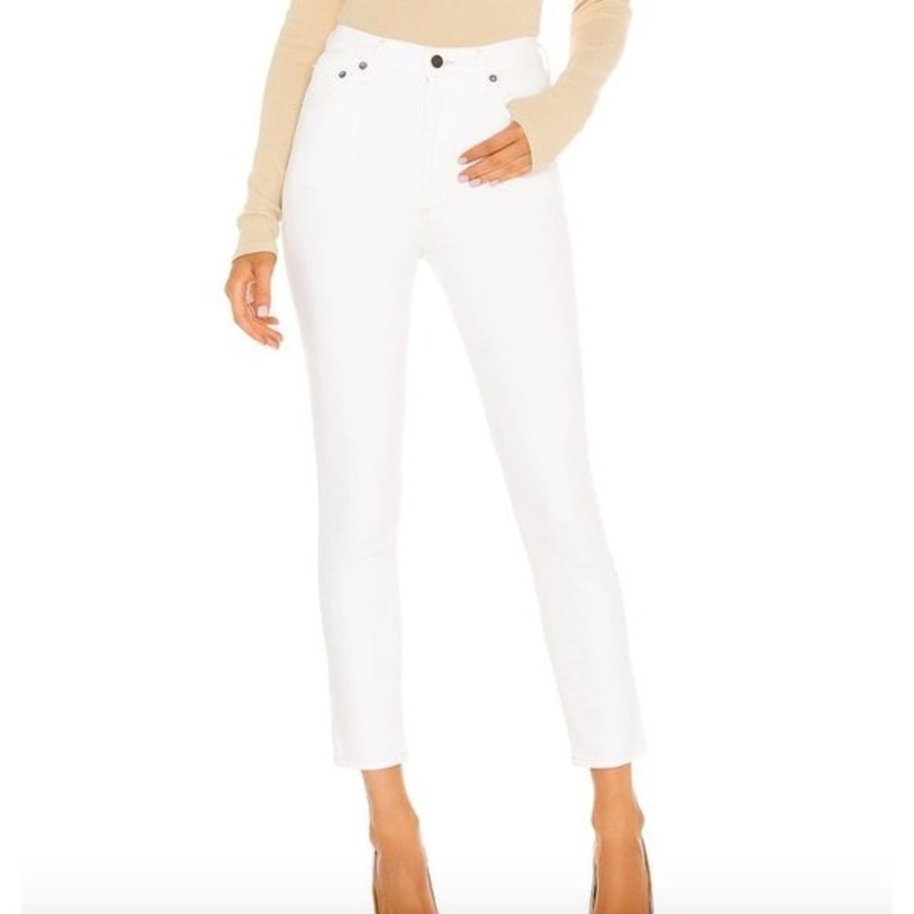 AGOLDE Mid Rise Slim Jeans in White